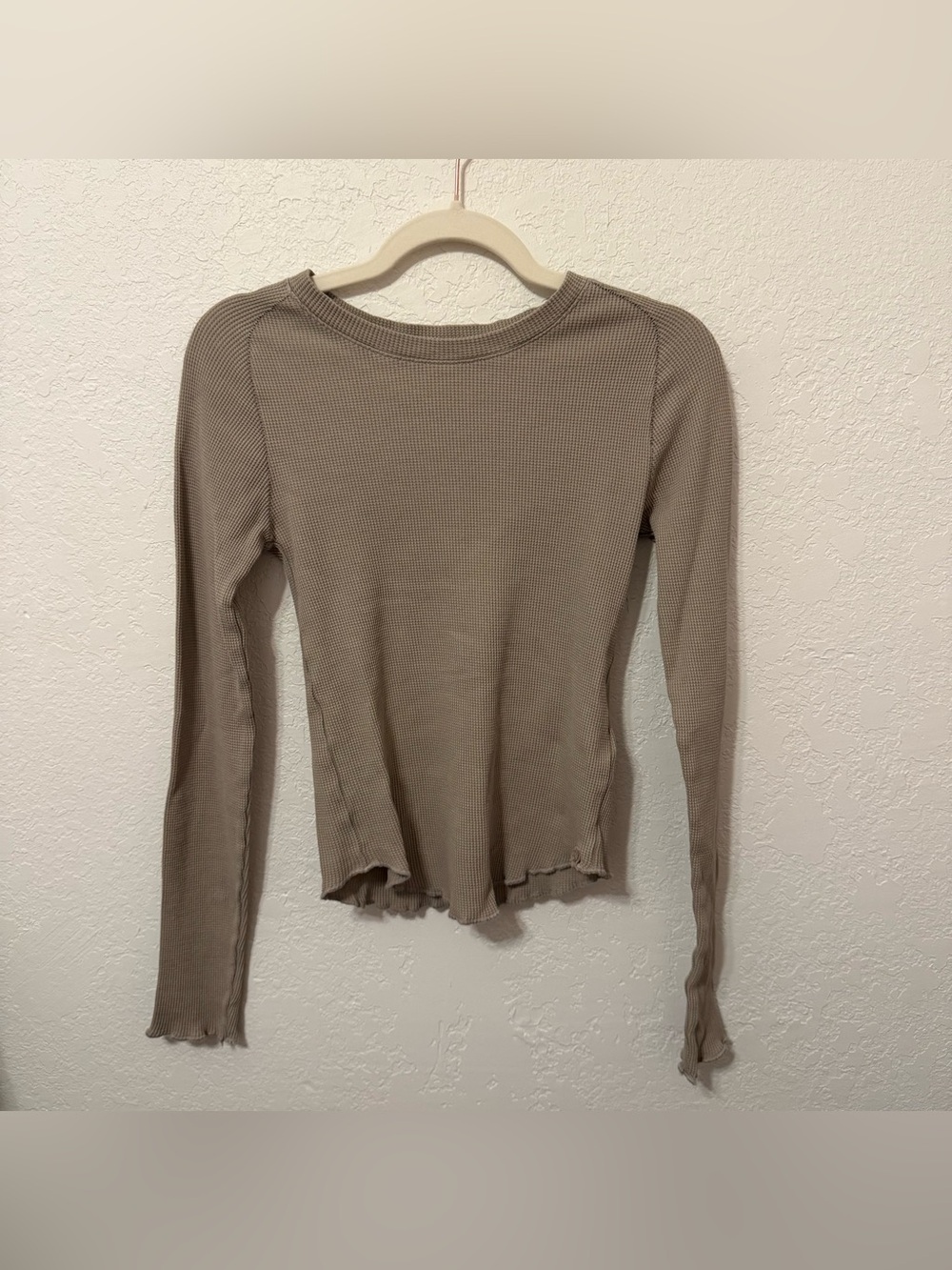 We The Free Long-Sleeve waffle knit Top in Taupe